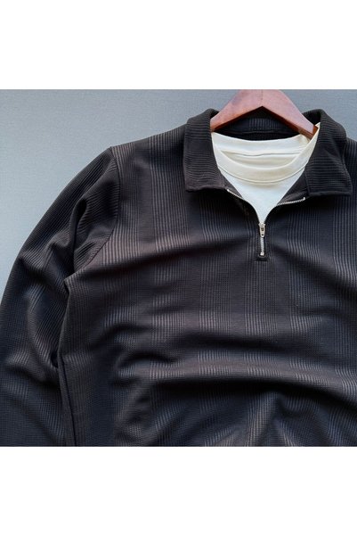 Beylerce Honeycomb Knitwear with Zipper Collar