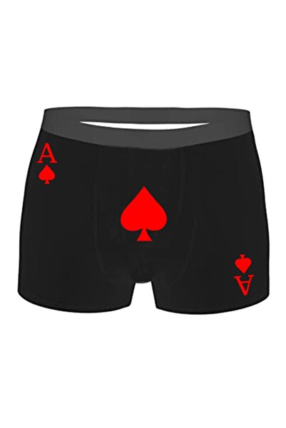 HediyeMania Ανδρικό μπόξερ μαύρο Maça As με τύπωμα