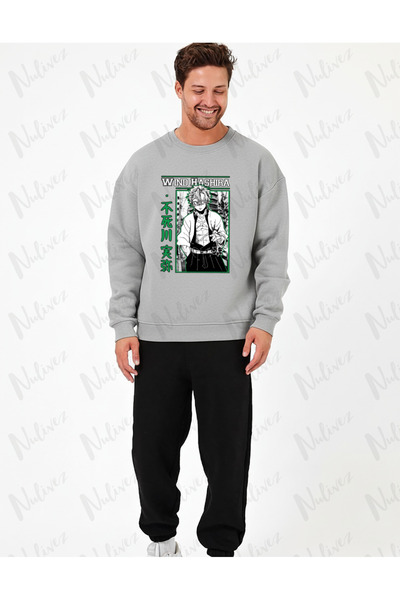 Nulivez Anime Wind Hashira Character Printed High Quality Unisex Oversized O Neck Sweatshirt