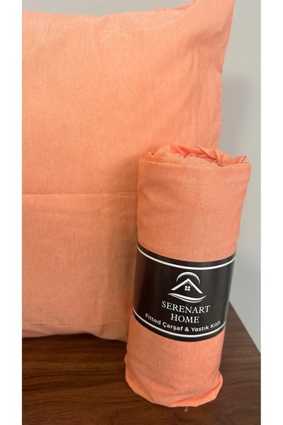 SERENART HOME Double Elastic Fitted Bed Sheet Set Orange 180X200