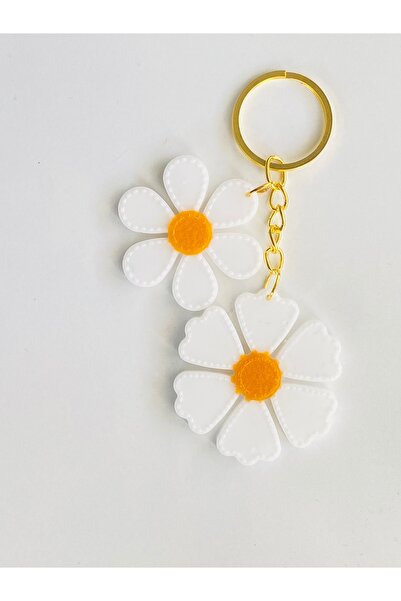 Ustaeller Yellow- White Flower and Daisy Figured Keychain