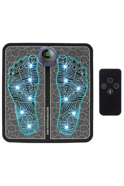 MeK Fine EMS Foot Massager with Remote, 19 Intensities, 8 Modes, USB Charging, Black -