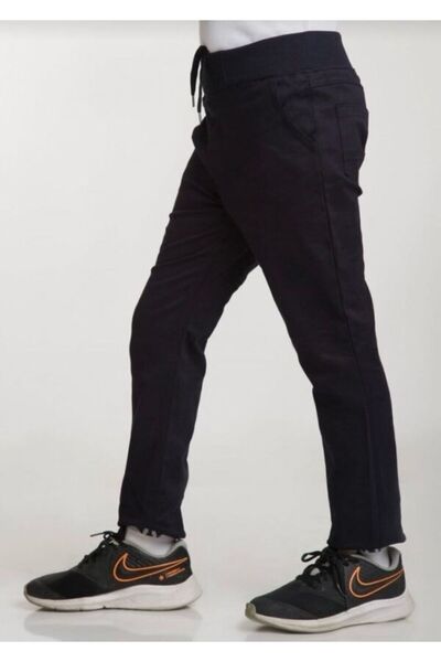 ÜMİTEKS KİDS CLUB Ribana Bel Canvas School Trousers Elasticated Stretch Fabric School Trousers