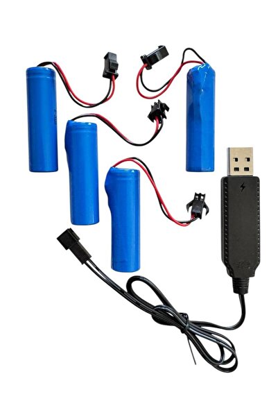 TAYFUN 3.7 volt oyuncaklar için uyumlu şarjlı piller- 4 Adet Pil ve Şarj Aleti