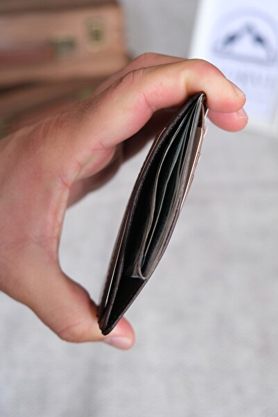 Norvi Leather Genuine Leather Card Holder with Id Compartment, Cappuccino Color 1140