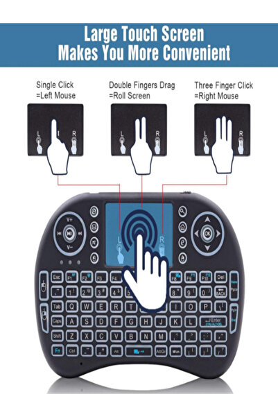 OEM Mini wireless keyboard 2.4 GHz, RGB 7 colors, touchpad, rechargeable, Smart TV compatible – Black