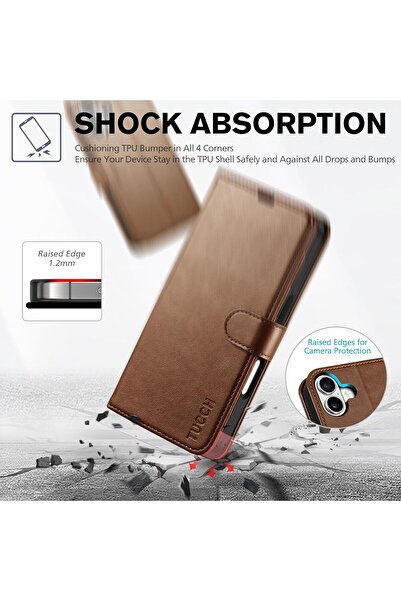 m.tk moveteck iPhone 17 Compatible Case 360 Full Coverage Leather Textured Cover Wallet Stand with Card Holder and Clasp