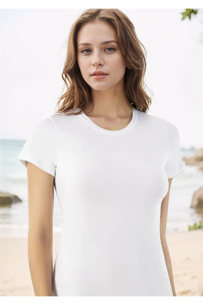 Loule 2-Pack Women's Half Sleeve Cotton & Modal - Stretchy and Soft Textured Crew Neck T-Shirt