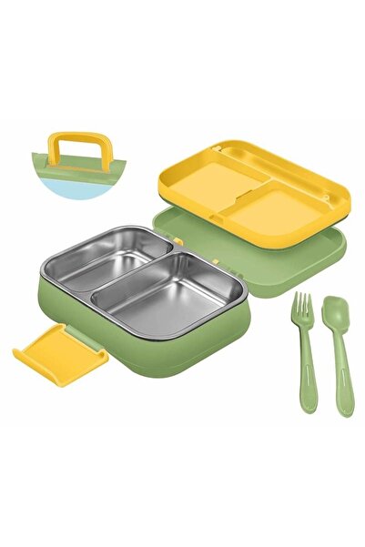 VENON Dinosaur Green 🦕   Steel Lunch Box 1030 ml Lunch Box 2 Compartments Stainless Steel