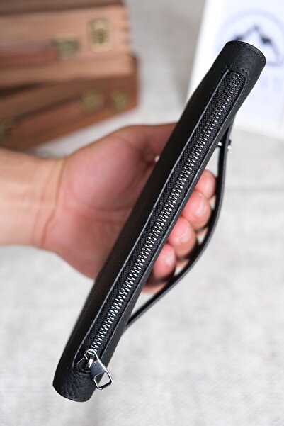 Norvi Leather Portfolio with Phone Compartment Genuine Leather Piece Design Black 1241