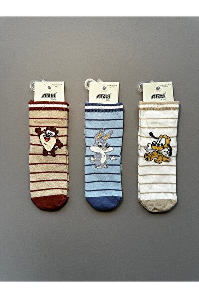 Artı Bugs Bunny Desenli Erkek Çocuk Soket Çorap Seti 3'lü
