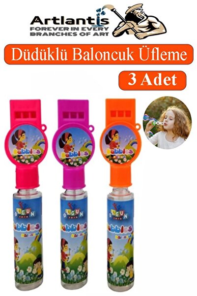 Artlantis Düdüklü Baloncuk Üfleme 3 Adet Çocuklar İçin Köpük Baloncuk Köpük Ü...