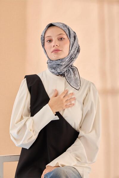 Silk Home Φουλάρι από οργανικό βαμβάκι με ραμμένες χειροποίητες άκρες με σχέδιο κήπου με χαμομήλια