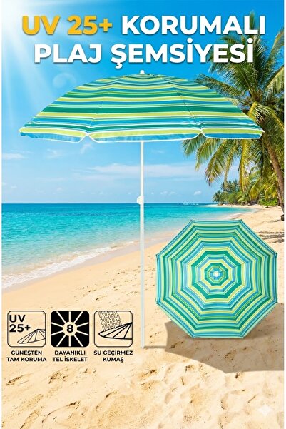 CALIBURN Rüzgar Kıran UV Kalkanı Plaj Şemsiyesi (180 cm)