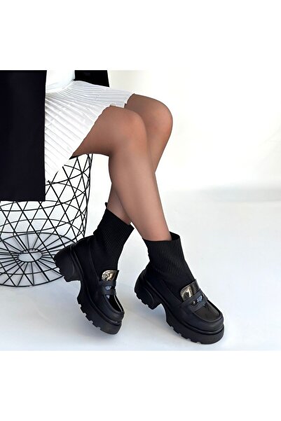 Kanonik Education Wanye Black Leather Stretch Boots