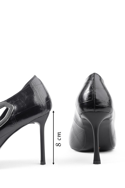 MARY Georgina Yan Metal Geometric Accessory Detail, Pointed Toe and Thin Heel Shoes