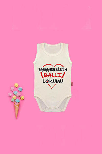 Babix Unisex Baby Cream Bodysuit with Grandma's Love Angel Written on It, Snap Fastener Bodysuit