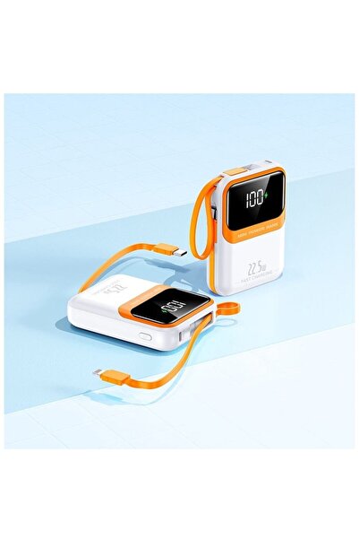 MeK Fine Mini Power Bank 20,000 mAh, PD 22.5W, Digital Display, Built-in iOS & Type-C Cables, Overch