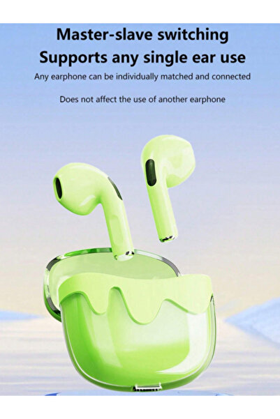 OEM TWS BT 5.4 wireless headphones, semi-in-ear, semi-transparent ABS, noise reduction, sports – Green