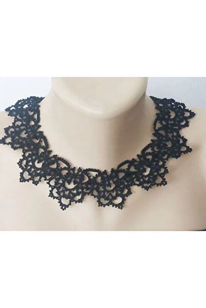 Ileanabiju Colier negru din dantela frivolite, colier dantela neagra, bijuter...