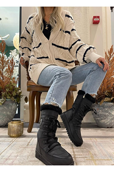 apelles Παπούτσια Angelo Μαύρες μπότες από γούνα