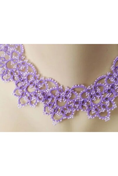 Ileanabiju Light purple frill lace necklace, purple lace necklace, unique jewelry, tatting jewelry