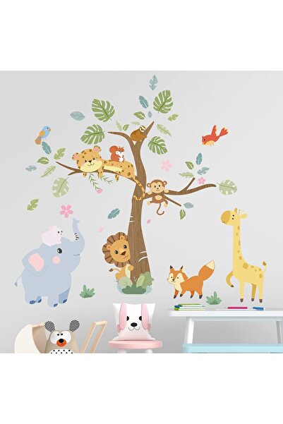 Amimagen Forest Animals Baby Wall Stickers - Elephant Giraffe Lion Monkey Slo...