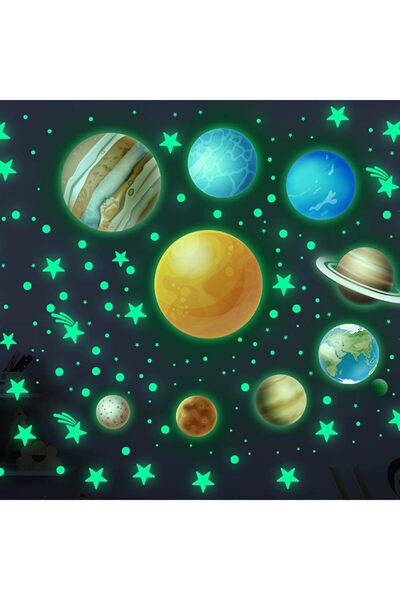 Generic 445 قطعة من ملصقات الحائط المتوهجة في الظلام على شكل نجوم وكواكب لغرفة الأطفال