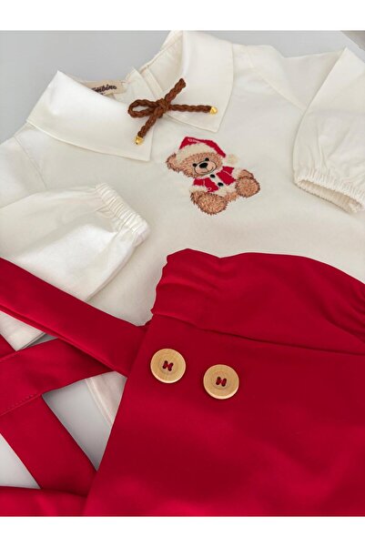 il mio bambino Handmade 100% Cotton Baby Boy Christmas Teddy Bear Embroidery Shirt, Romper Shorts Set - Long Sleeve