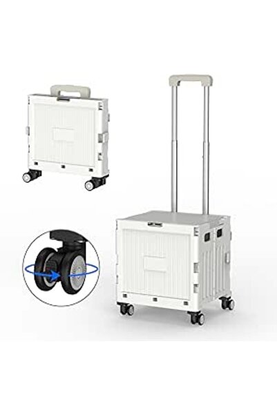 Miskat Trading عربة قابلة للطي محمولة بعجلات دوارة ناعمة لسهولة النقل، لون رمادي