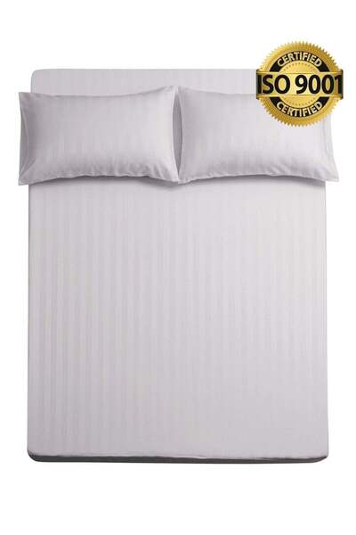 Master Home Textile Single Microfiber Fitted Sheet Set, Single Size, 2 Pieces, Hotel Stripe Design