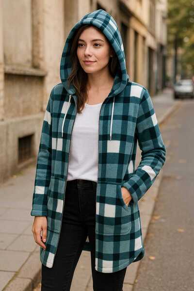 Tenra Women's Long Fleece Cardigan Wide Cut