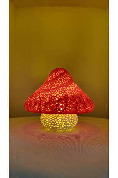 Taz Work Shop 3D Home Aksesuar Dekoratif Işıklı Mantar Figürü Led Tealight Ge...