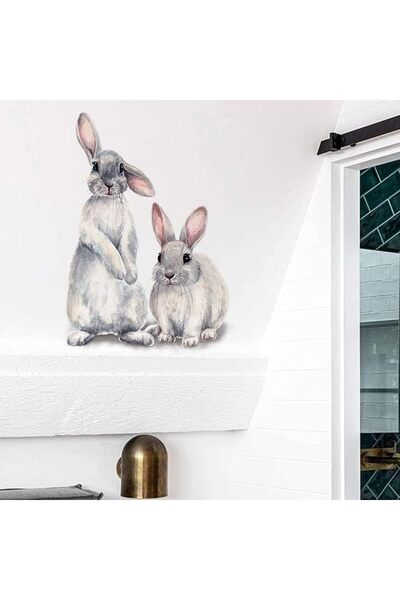 BPA Cartoon Rabbit Bunny Wall Stickers Waterproof Vinyl Self-Adhesive Removab...
