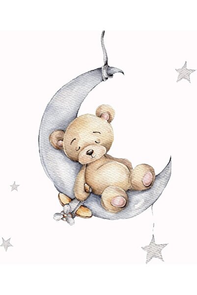 BPA Teddy Bear Sleeping on The Moon Nursery Decals, 84x64 cm
