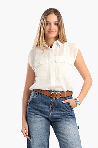 CARINA Sleeveless shirt with front pockets