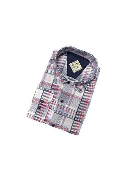 GÖMLEK GALERİSİ Classic Cut Plaid Cotton Long Sleeve Men's Shirt