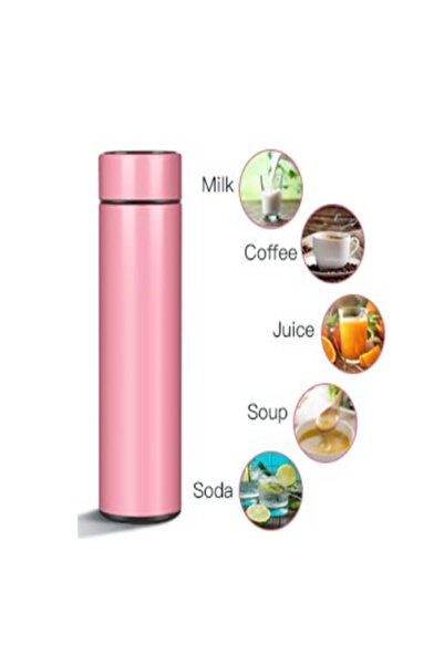 OEM 500 ml stainless steel thermos, LED touch display with temperature, thermal insulation – Pink
