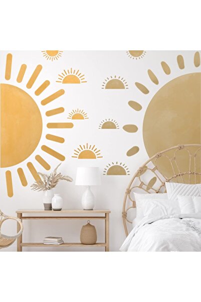 BPA 20 Pcs Half Sun Boho Wall Decals - Sunshine Vinyl Stickers, 110x150 cm