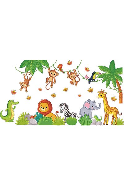 KASTWAVE ملصقات حائط حيوانات السفاري لغرفة الأطفال، ملصقات حضانة الغابة (39.7...