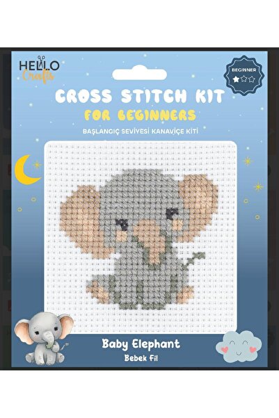 BALIM ÖRGÜ EVİ Brodat cu punctul în cruce pentru copii 15x15 Baby Elephant Nivel începător