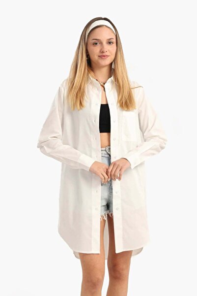 CARINA Long-sleeved cotton shirt with front buttons