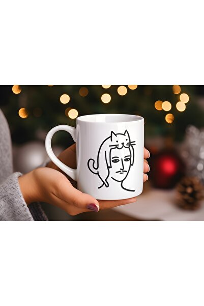 Beramussa كوب بتصميم فني مرسوم بالخطوط يصور رجلًا يرتدي شعرًا قطيفيًا