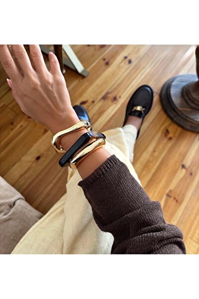 Xui Trend Marka Model Özel Seri Çelik Gold Dalgalı Model Tasarım Kelepçe Bile...