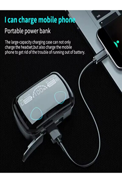 OEM M10 Wireless Headphones, TWS Bluetooth 5.3, Stereo, LED Display, Power Bank 2000mAh, Black