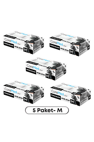 Bimel CoreMed Siyah Nitril M Beden Eldiven 100'Lü 5 Kutu