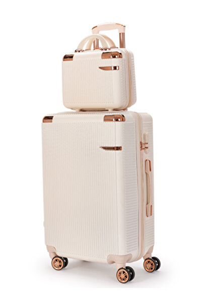 LİMRA A set of 4 luxury-designed luggage bags in various sizes (28-24-20-12 inches) in beige.