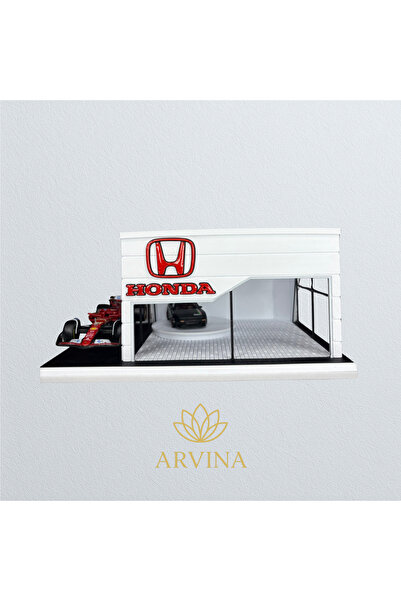 Arvina Atelier Honda Büyük Showroom |Koleksiyon Garajı | Parlak Logo | 1:64 Ölçek (Araçlar Dahil Değildir)