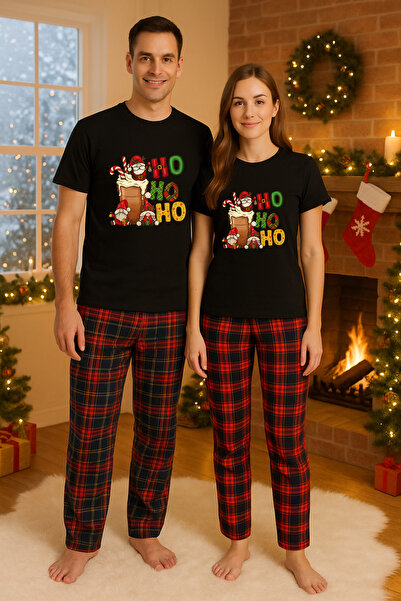 MVRDAR Pijamale cuplu - set Craciun in doi Grinch cu tricou si pantaloni de p...