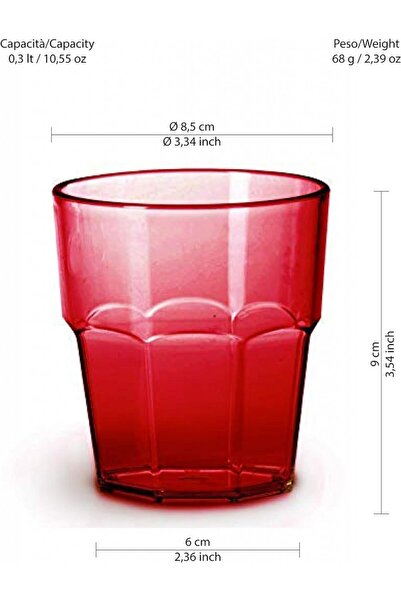 Omada Octagonal glass 0.30 L red - WLK